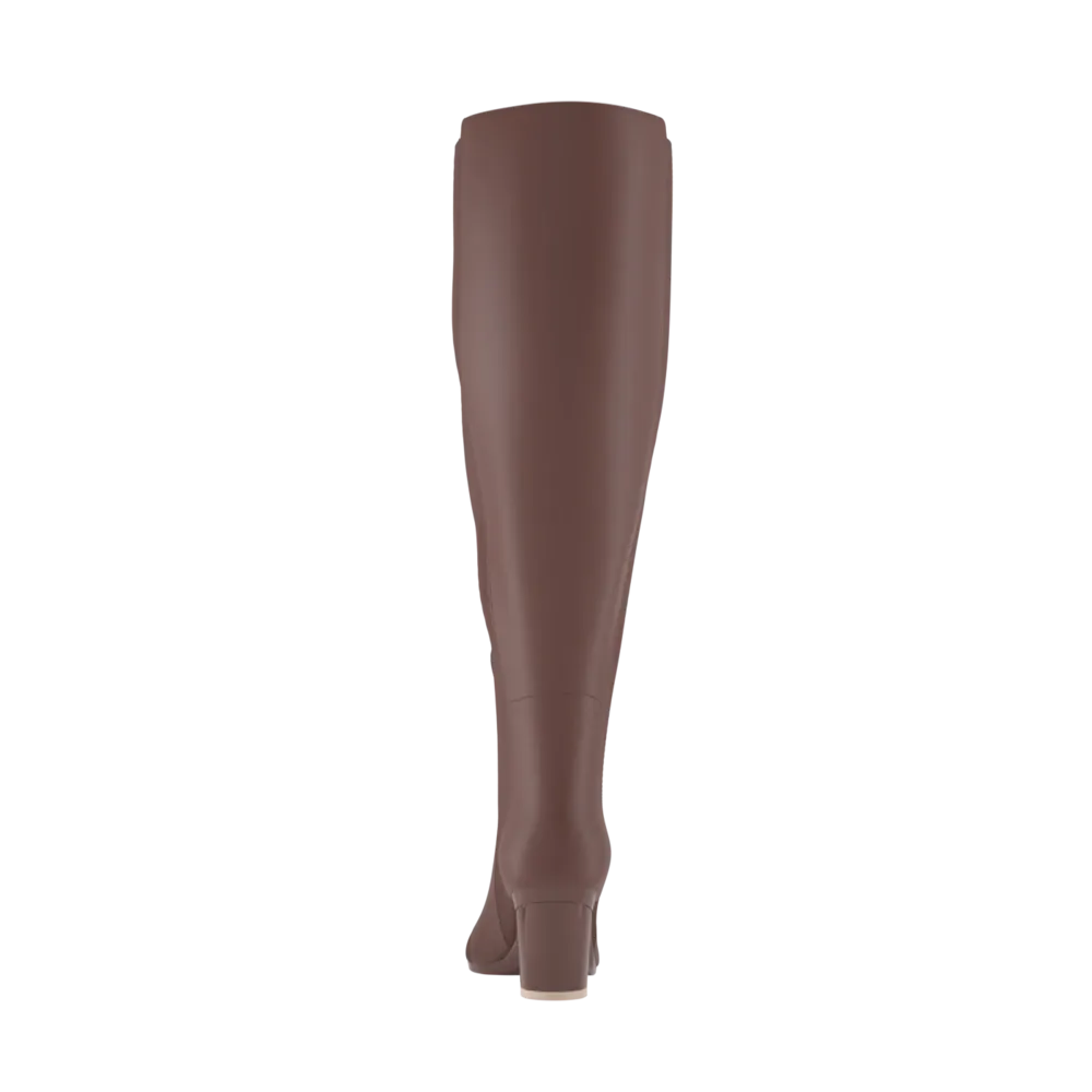 The Knee High Boot Walnut Leather   Block Heel Kit 3 Walnut - FINAL SALE