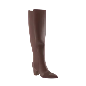 The Knee High Boot Walnut Leather   Block Heel Kit 3 Walnut - FINAL SALE