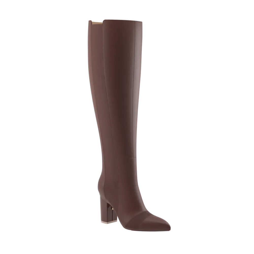 The Knee High Boot Walnut Leather   Block Heel Kit 4 Walnut - FINAL SALE