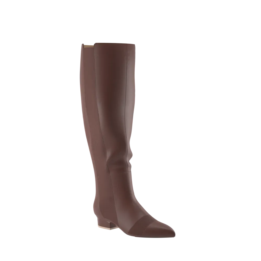 The Knee High Boot Walnut Leather   Block Heel Kit 4 Walnut - FINAL SALE