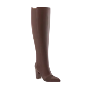 The Knee High Boot Walnut Leather   Block Heel Kit 4 Walnut - FINAL SALE