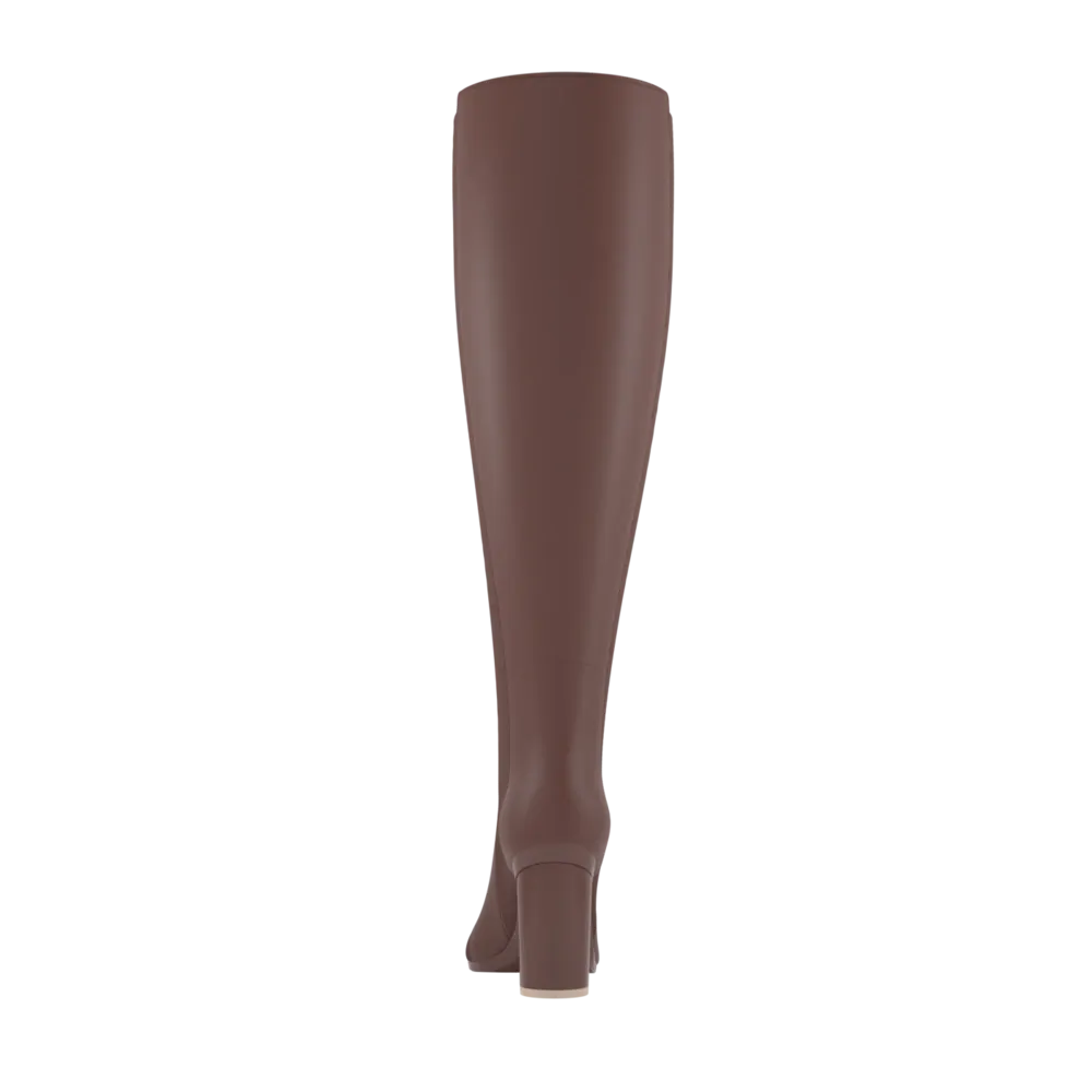 The Knee High Boot Walnut Leather   Block Heel Kit 4 Walnut - FINAL SALE