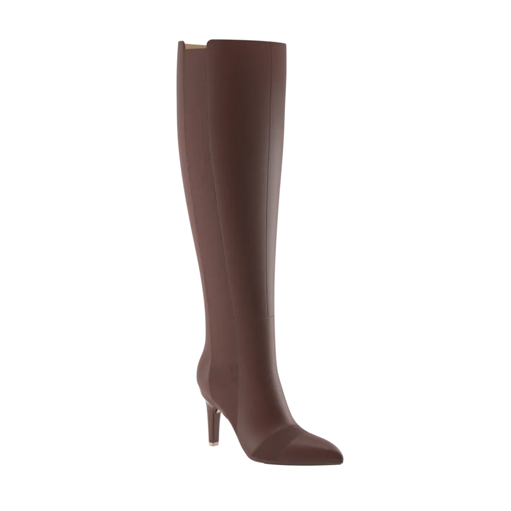 The Knee High Boot Walnut Leather   Stiletto Heel Kit 4 Walnut - FINAL SALE