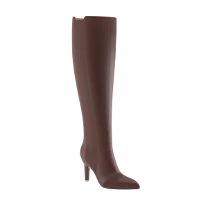 The Knee High Boot Walnut Leather   Stiletto Heel Kit 4 Walnut - FINAL SALE