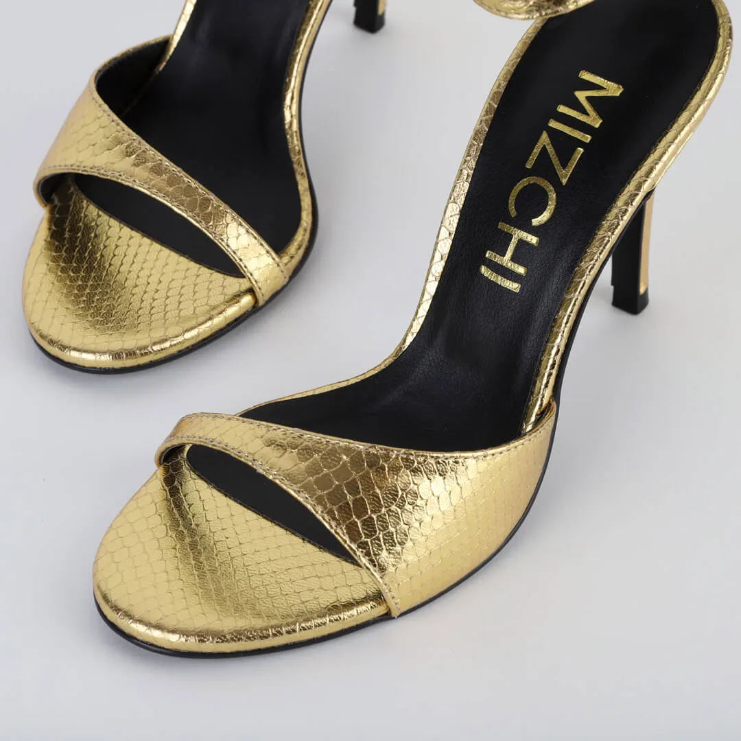 *UK size 2 - NEW BALLAN - gold , 10cm heels