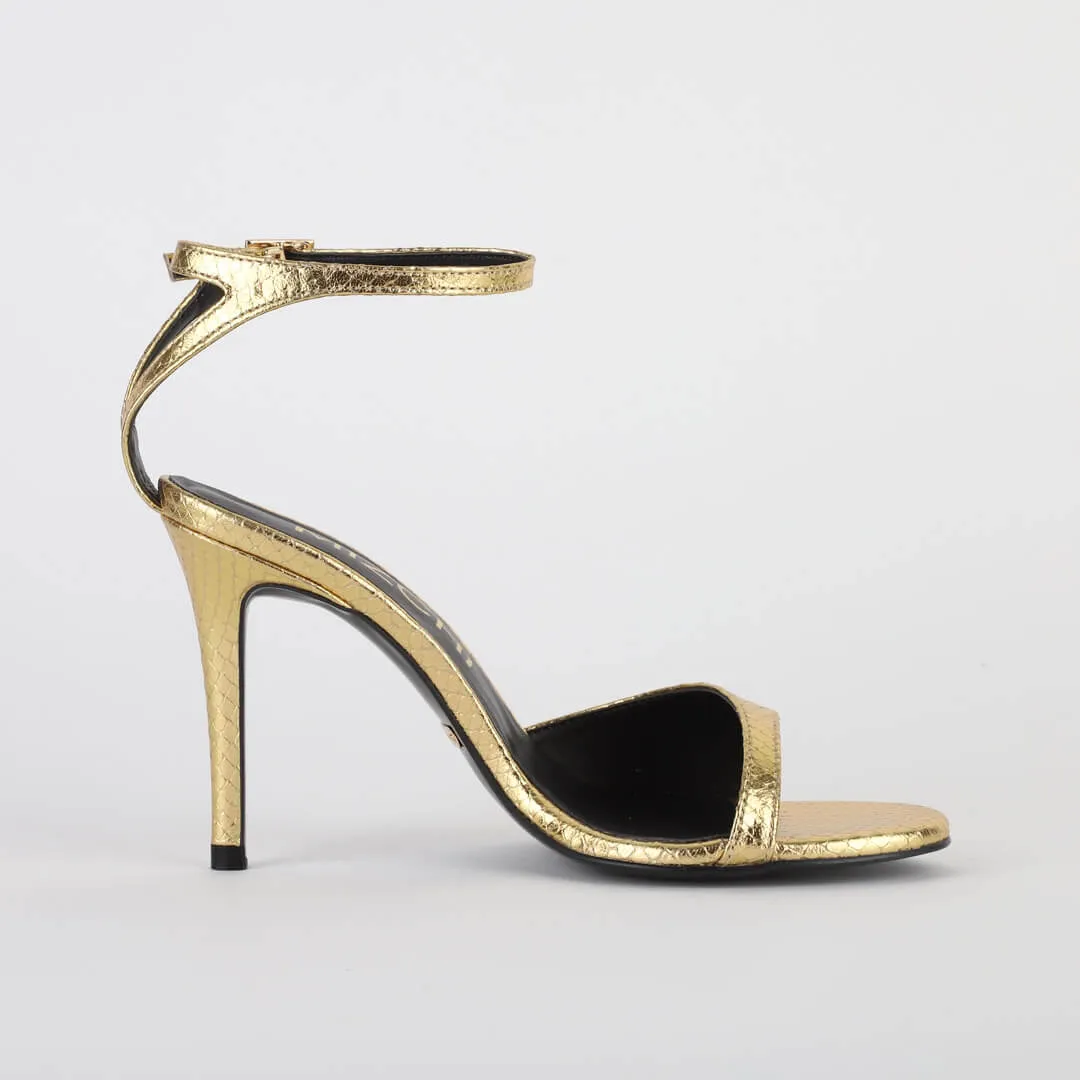 *UK size 2 - NEW BALLAN - gold , 10cm heels