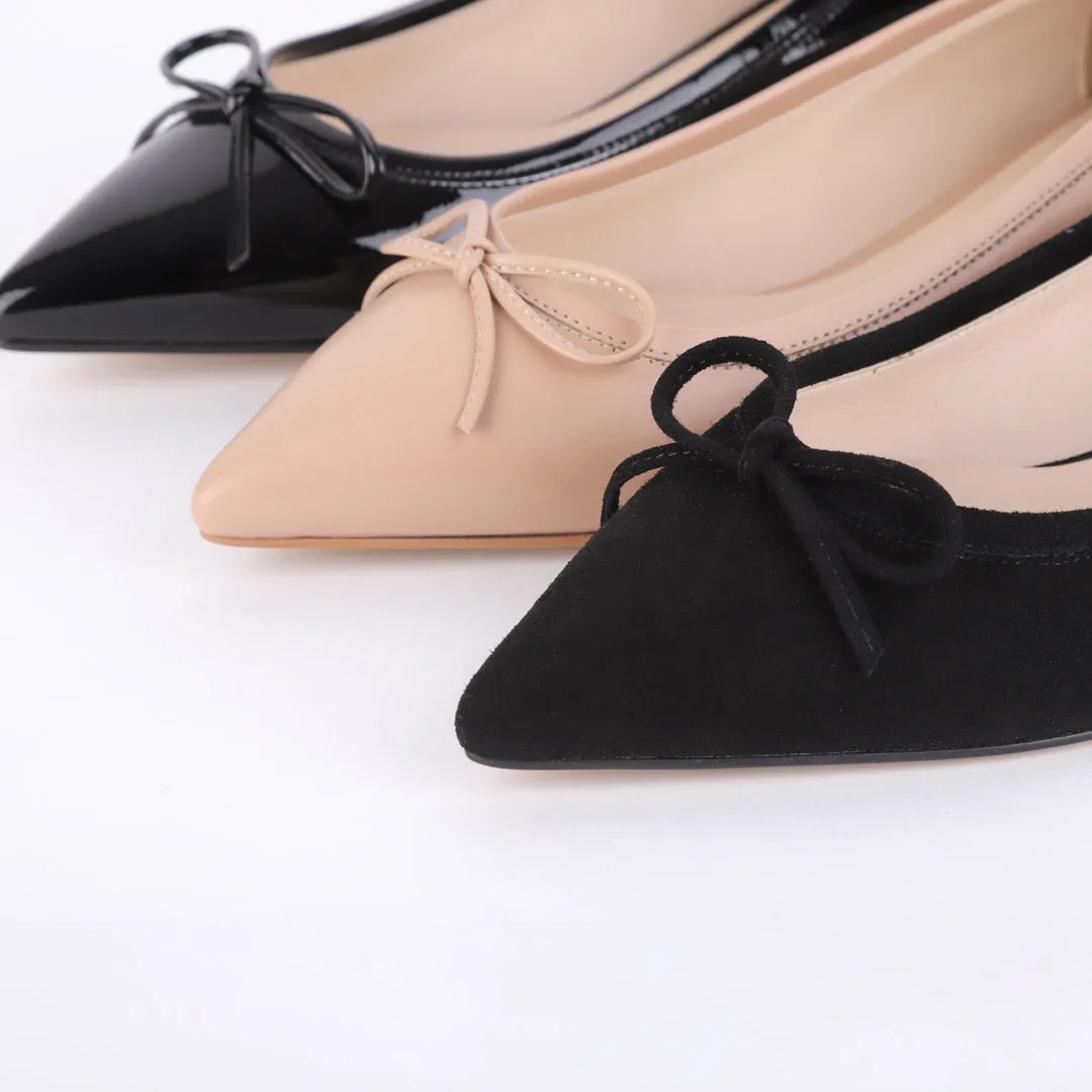 *UK size 2.5 - KAZY - black suede, 1.5cm heels